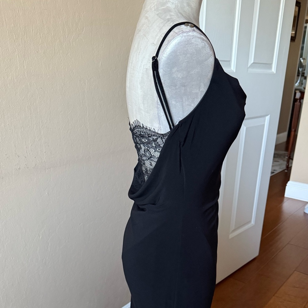Laundry by Shelli Segal Black Cowl Neck Lace Back Maxi Slip Dress 6 NWOT - Picture 6 of 17